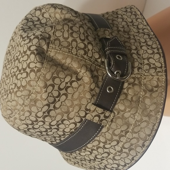EUC Coach bucket hat leather in trim, brown/tan - Picture 3 of 6